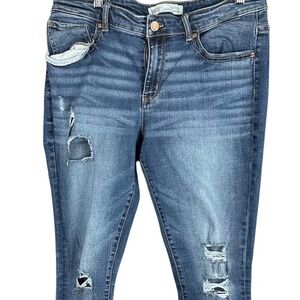 BKE Payton Mens Skinny Distressed Jeans Medium Wash 34x29.5 Ripped Denim